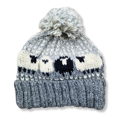 Sheep Bobble Hat Grey