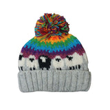 Sheep Bobble Hat Rainbow Grey